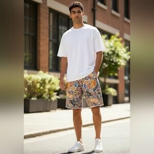 Born Primitive x Buttery Bros Colab Trendy Multicolor Graphic Jean Shorts Size L